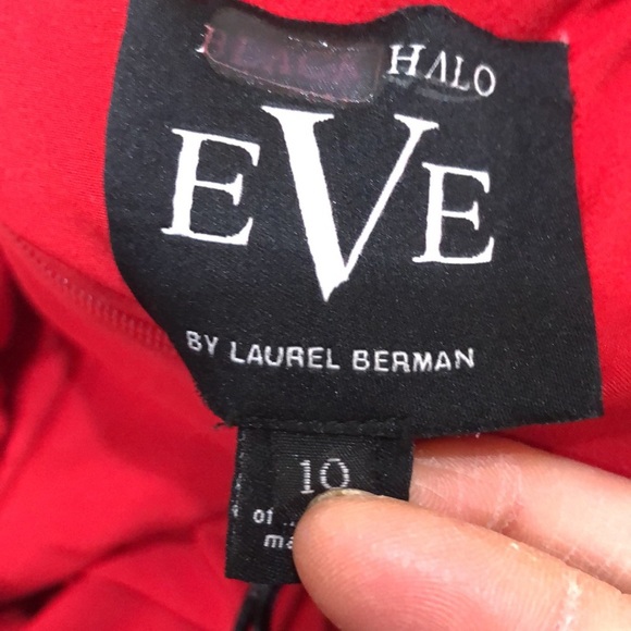 Black Halo Red Bowery Formal Maxi Dress Size 10 Ruched Slit Gown - Picture 6 of 11